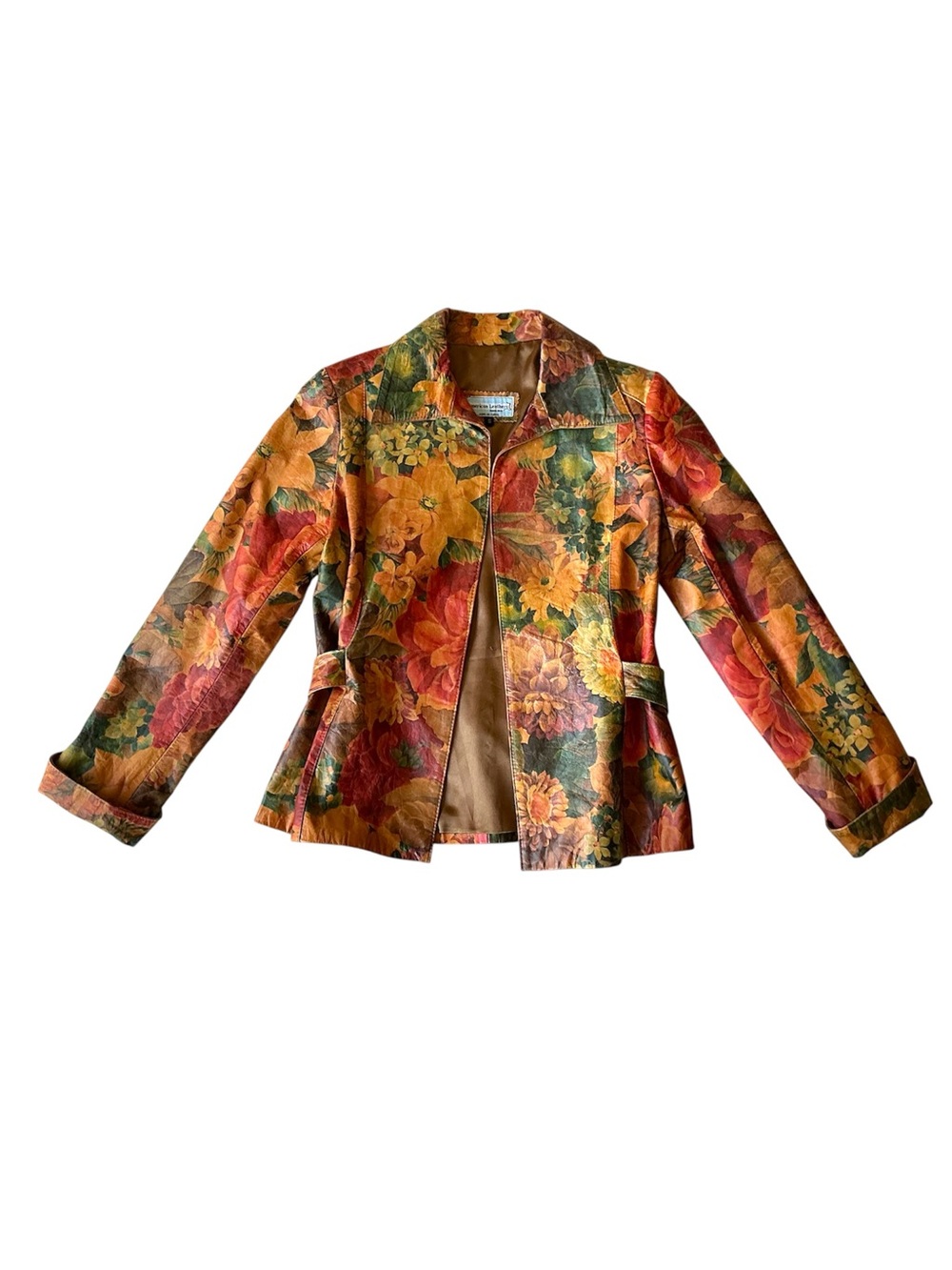 Vintage American Leathers Buenos Aires Floral Leather Jacket Size S - Picture 2 of 13